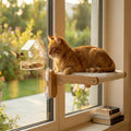 2-in-1 Cat Window Perch & Hummingbird Feeder, Heavy Duty Foldable Cat Hammock with 4 Super Strong Suction Cups, Plush Cats Bed for Bird Watching – Indoor Pet Window Seat & Unique Gift for Cats Lovers