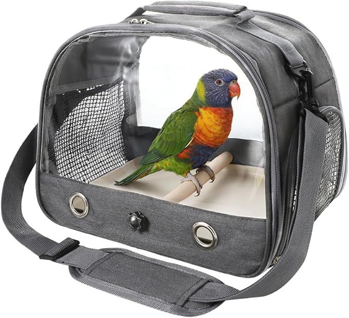 Bird Travel Carrier Portable Parrot Carry Transport Bag with Stand Perch and Tray Breathable Travel Cage for Cockatiel Parakeet Small Bird