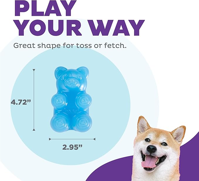 Outward Hound Gummiez Bear Dog Toy & Treat Stuffer, 4.7″ x 3″ Blue Raspberry-Scent Interactive Chew for Dogs, Promote Healthy Teeth, Gums & Mental Enrichment, Reduce Boredom & Support Dental Health