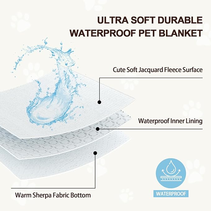 Waterproof Blanket for Dog Cat or Adult, Cute 3D Textured Flower Dog Blanket for Bed Couch Sofa, Soft Liquid Pee Proof Pet Furniture Protector, 60"x80", Green