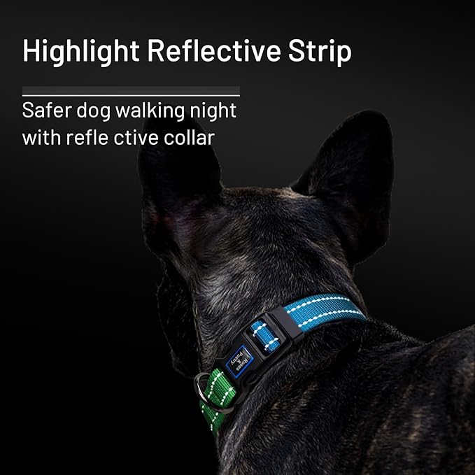 Roses&Poetry Small Dog Collar, Adjustable Personalized Durable Pet Collars for Small Medium Large Dogs (Bluegreen-S)