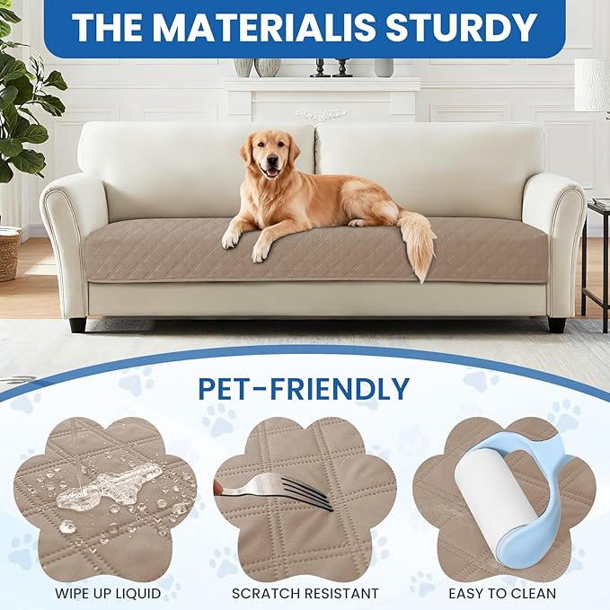 Waterproof Couch Covers for Pets, Waterproof Dog Bed Cover, Anti-Slip Soft Dog Blankets, Couch Cover for Dogs Washable, Pet Blanket for Puppy Large Dogs Cat (68x82 Inch, Khaki)