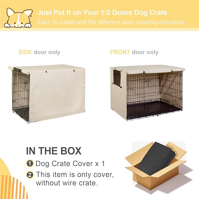 Explore Land 30 inches Dog Crate Cover Heavy Duty Polyester Pet Kennel Sunshade Universal Fit for Wire Cage (Light Tan)