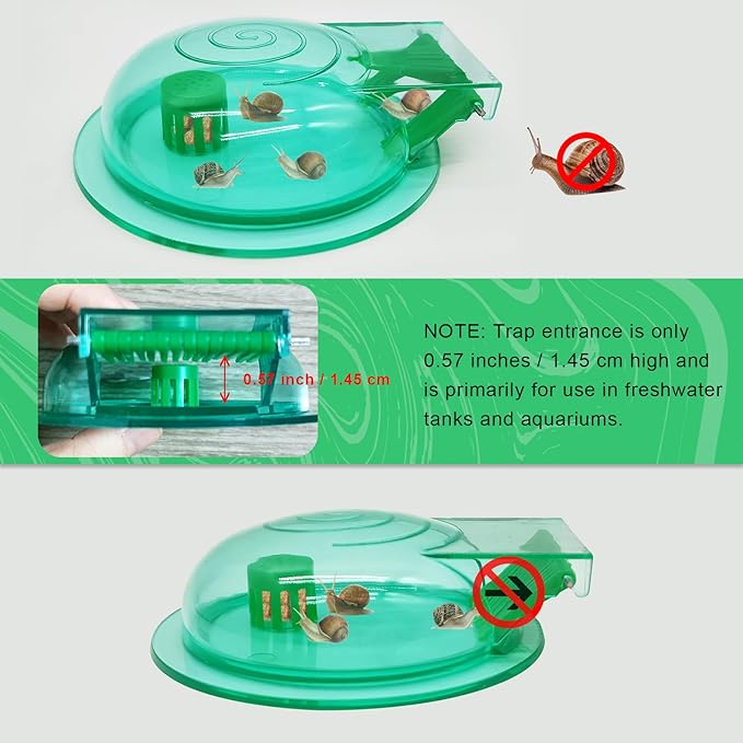 Aquarium Snail Trap, Plastic Snail Catcher for Freshwater Fish Tank Green Snail Catch Box Snail Removal Supplies Aquarium Cleaning Spare Parts Accessories