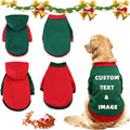 Custom Dog Hoodie, Personalized Sweatshirt with Photo Text Name Logo, Customized Hooded Sweater for Small Medium Large Dogs & Cats (Green + Red Sleeves, Large)