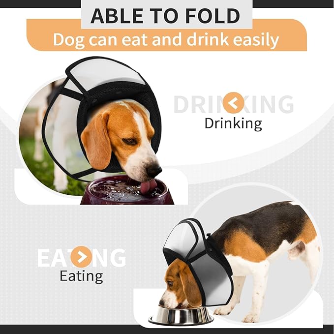 Allroaring Dog Cone, Soft Dog Cones for Small Dogs, Adjustable Doggie Cone Collar to Stop Licking, Professional Pet Recovery Cones E-Collar for Dogs Aftert Surgery Wound Healing, Black S