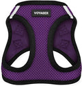 Best Pet Supplies - All Weather Mesh/Plush, Reflective, No Pull Harness for Small, Medium Dogs, Cats - Secure with Hook & Loop Fastener, Buckle, Double D-Rings - Purple/Black Trim, XL
