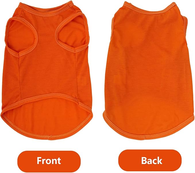 4 Pcs Cat Shirts Solid Color Dog Clothes Summer Sleeveless Pet T Shirts for Small Pet Dogs Cat (Black,Grey,Red,Orange, Large)