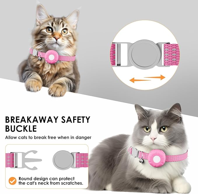 Cat Tracker, Lightweight Pet Tracker for Cats, Cat GPS Tracker Compatible with Apple Find My App(Only iOS), Real-Time Tracking, Precise Positioning, No Monthly Fee