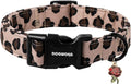 DOGWONG Fall Leopard Dog Collar- Cute Classic Animal Dog Collars Adjustable Girl Dog Collar for Small Medium Large Dogs XL