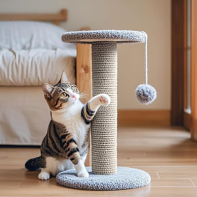 PowerKing Natural Sisal Replacement Scratching Post, 4 Pieces M8 Cat Scratch Post Refill Pole Parts for Refurbishment, White, Include Screws (Grey-15.7''+15.7''+7.87''+7.87'')