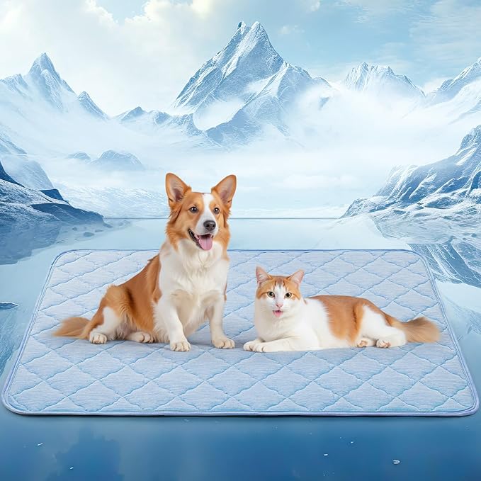 LOOBANI Dog Cooling Mat for Summer - 40" x 28" Cooling Mat for Large Dogs with Anti-Slip Bottom, Washable Arc-Chill Pet Cool Mat for Dogs, Cats, Indoor & Outdoor Use, Bed, Sofas, Crate, and Kennels