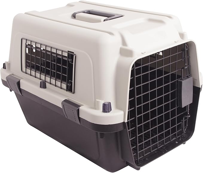 Plastic Dog/Cat Crate Portable Travelling Pet Kennel Without Wheel for Dogs/Cats, Small, Tan