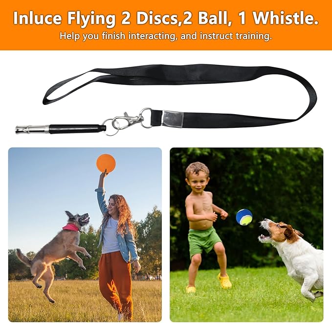 Premium Dog Agility Equipment Set Outdoor Indoor Game, Tire Jump + Hurdle Jump, Tunnel, Weave Poles, Pause Box, 2 Toy Balls, 2 Flying Discs, 1 Whistle, 1 Bag, Backyard Dog Training Obstacle Course Kit