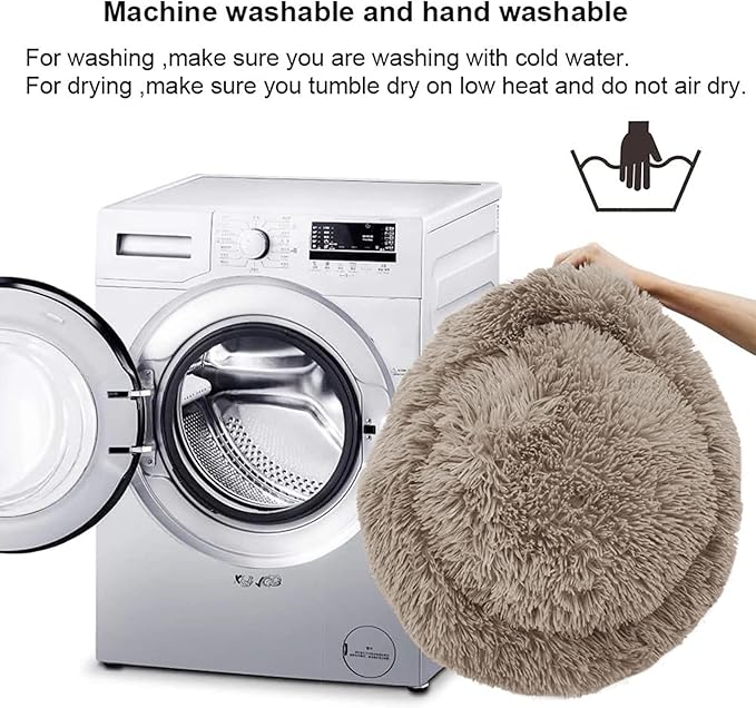 Dog Bed for Small Medium Large Dogs Cats, 20 inch Calming Washable-Round Cozy Soft Pet Bed for Puppy and Kitten with Slip-Resistant Bottom