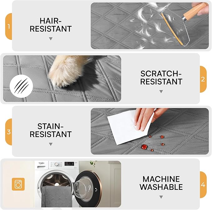 Luciphia 100% Waterproof Couch Cover Blanket for Dogs Anti-Slip Pet Couch Protector Sofa Mat Puppy Cat with Non-Slip Bottom, Light Grey, 52x82 Inch