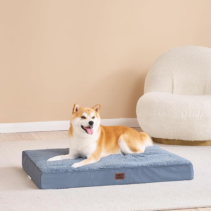 EHEYCIGA Orthopedic XXL Dog Beds for Jumbo Dogs with Removable Washable Cover for Crate, Spa Blue, 47x29