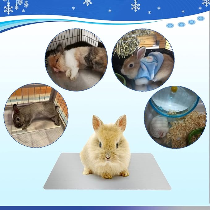 Rabbit Cooling Pad, 11.8x7.9 in Hamster Cooling Mat Pet Cool Plate for Rabbit Bunny Hamster Guinea Pig & Other Small Pets Stay Cool This Summer - Bite Resistance Pet Cooling Pad Ice Bed