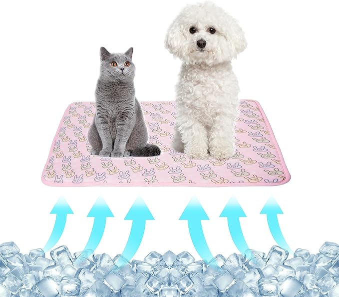 NACOCO Pet Cooling Mat Cat Dog Cushion Pad Summer Cool Down Comfortable Soft for Pets and Adults (S, Pink)