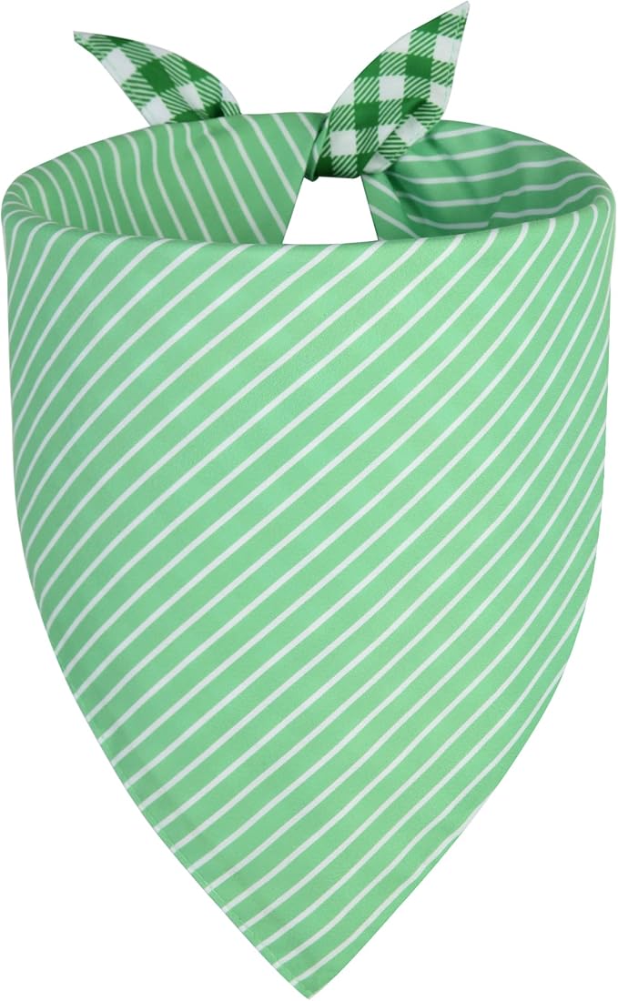 Dog Bandana Green XLarge 1PCS, Summer Spring Scarf for Boy and Girl, Durable Triangle Reversible Bibs Handkerchief for Puppy Pet
