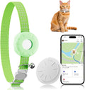 Cat Tracker, MINI GPS Tracker for Cats, No Monthly Fee Pet Tracker Compatible with Apple Find My App(Only iOS), Real-Time Tracking, Smart Alerts, Up to 1-Year Battery, Waterproof