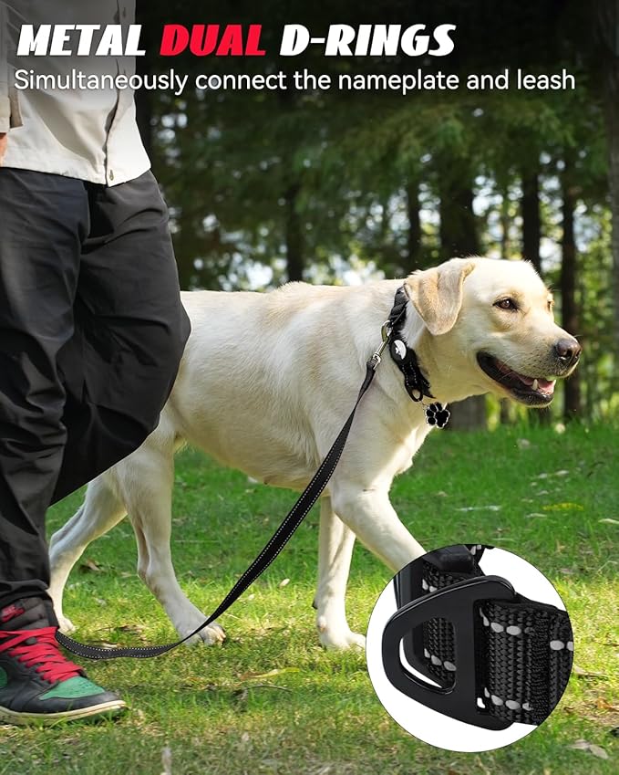 Joytale Airtag Dog Collar, Reflective Pet Collar with Waterproof AirTag Holder, Dual D-Rings, Soft Padded Adjustable for Small Dogs, Black, S