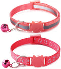 Red Breakaway Cat Collar with Bells, [2 Pack] Reflective Kitten Collar with Bells, Break Away Cat Collar for Girl Cats Boy Kitty