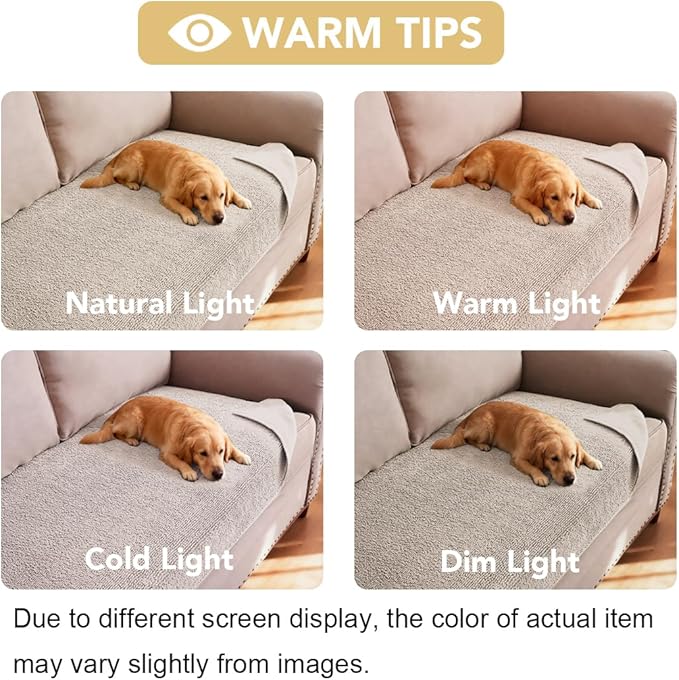 H.VERSAILTEX Non Slip Pet Couch Cover Chenille Dog Bed Protector Thick Soft Sofa Slipcover Pet Friendly Washable Couch Cushion Covers for Pets (30" x 53", Oatmeal)