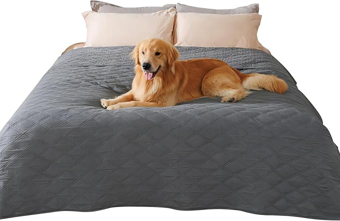 Luciphia 100% Waterproof Couch Cover Blanket for Dogs Anti-Slip Pet Couch Protector Sofa Mat Puppy Cat Blanket with Non-Slip Bottom, Grey, 82x102 Inch