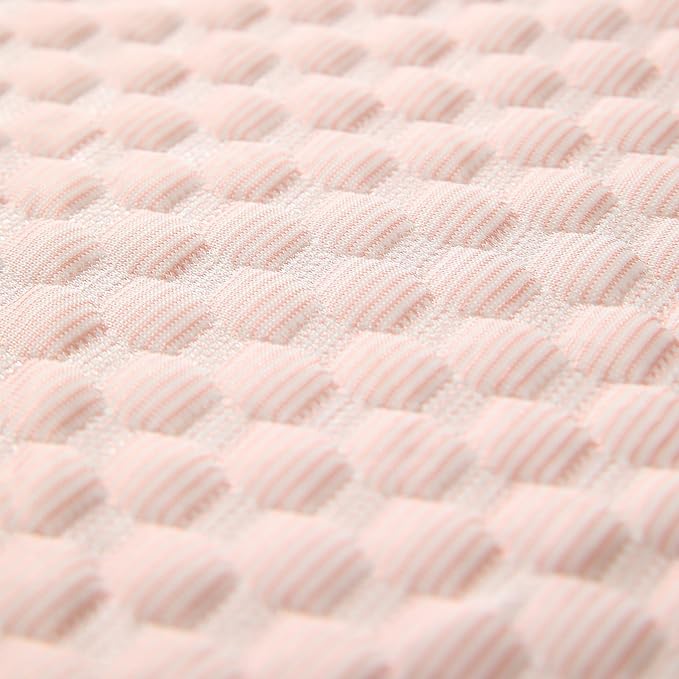 Cooling Dog Bed, Pet Mat with Quilted Design, Cooling Bed for Cats, Striped Border (Pink, Small)