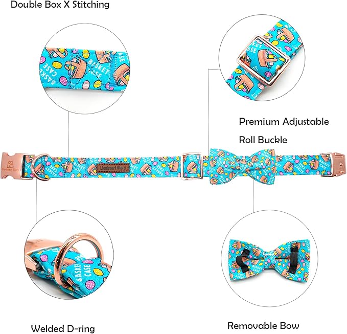 Lionheart Glory Easter Dog Collar - Small Dog Bow Collar with Colorful Bows for Spring