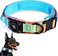 2026 Upgrade Waterproof AirTag Dog Collar, Military Tactical Dog Collar with AirTag Holder, Comfortable Control Handle and Metal Buckle, GPS Dog Collar Holder for Medium to Large Dogs (Pastel lcing,L)