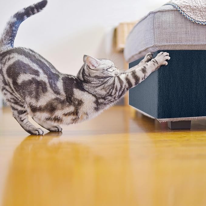 Cat Scratch Furniture Protector Couch Protector from cat Claws Self-Adhesive Carpet remnants Scratching Mat Trimmable DIY Climbing Covering Posts 39.3" x 15.8" Blue Grey