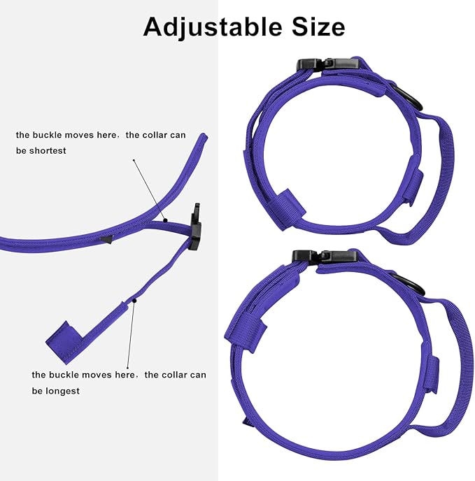 DAGANXI Tactical Dog Collar, Adjustable Military Training Nylon Dog Collar with Control Handle and Heavy Metal Buckle for Medium and Large Dogs, with Patches and Airtags Case (Purple, XL)
