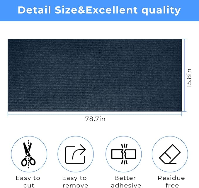 Cat Scratch Furniture Protector Couch Protector from cat Claws Self-Adhesive Carpet remnants Scratching Mat Trimmable DIY Climbing Covering Posts 78.7" x 15.8" Blue Grey