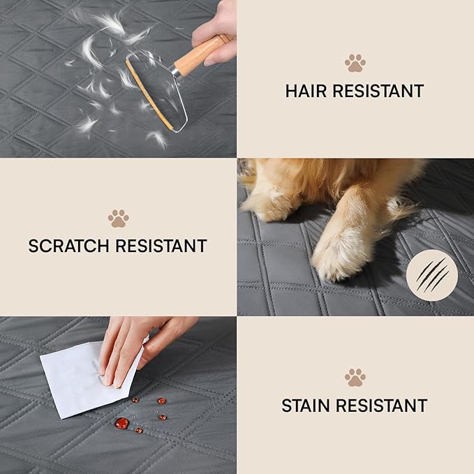 Luciphia 100% Waterproof Couch Cover Blanket for Dogs Anti-Slip Pet Couch Protector Sofa Mat Puppy Cat with Non-Slip Bottom, Grey, 30x70 Inch