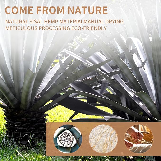White Sisal Rope 1/4 Inch by 49-Feet for Cat Scratching Post Tree Tower Replacement Repair and Replace, DIY Hemp Twine Rope for Kittens Shelves Furniture Window Perch Hammock Climbing, 6mm by 15m