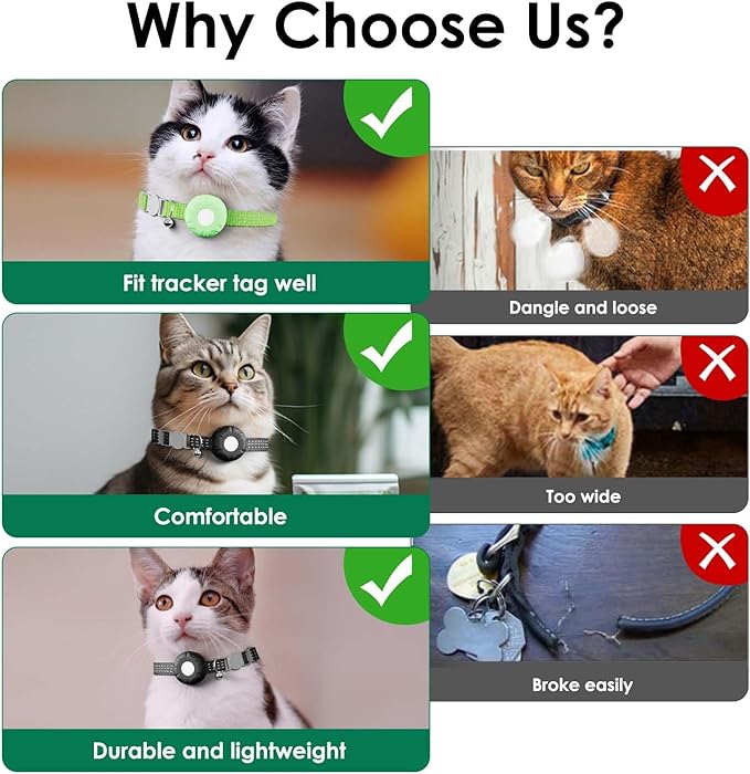Cat Tracker, Lightweight Pet Tracker for Cats, Cat GPS Tracker Compatible with Apple Find My App(Only iOS), Real-Time Tracking, Precise Positioning, Waterproof, No Monthly Fee, Smart Alerts