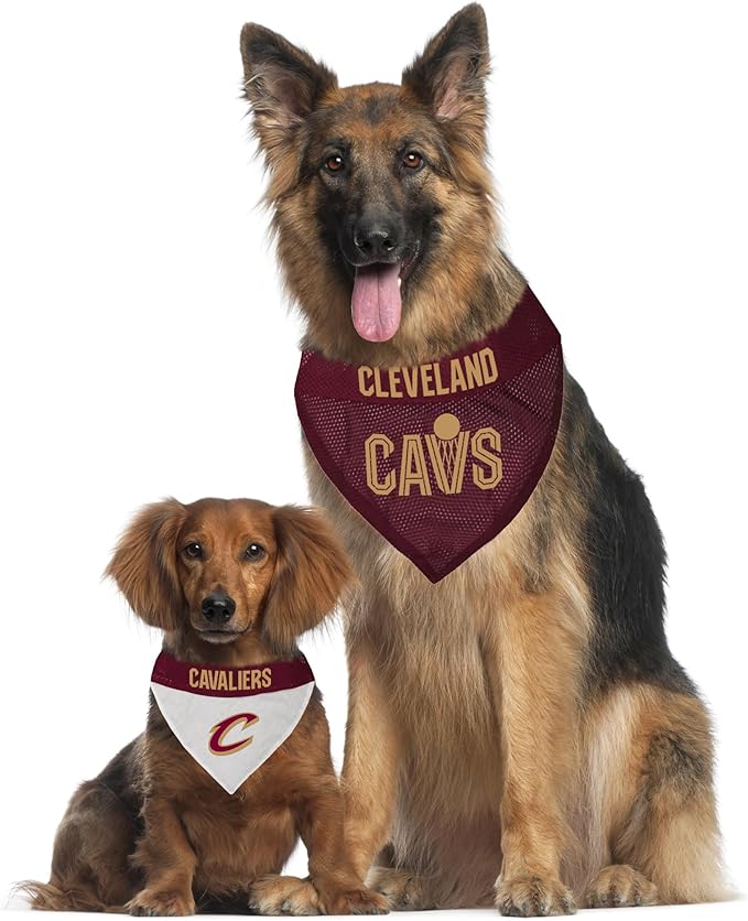 NBA Dog Bandana - Cleveland Cavaliers Reversible Pet Bandana. 2 Sided Home & Away Sports Bandana with a PREMIUM Embroidery TEAM Logo, Large/X-Large