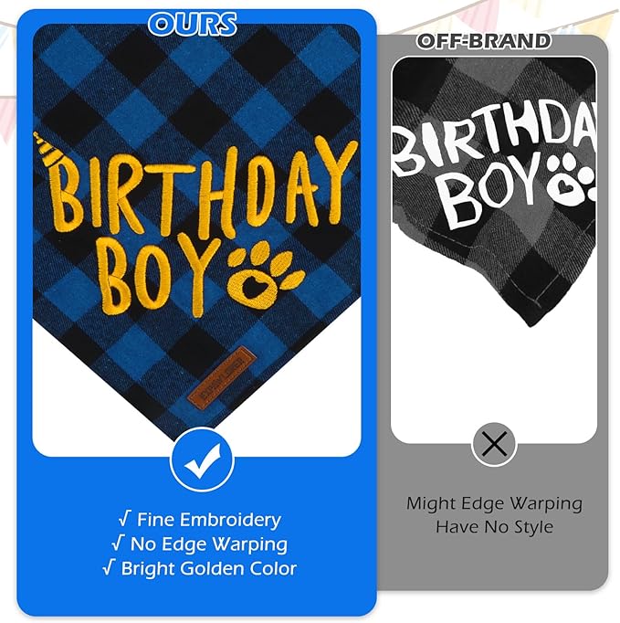 EXPAWLORER Dog Birthday Party Supplies - Dog Birthday Bandana Scarf and Party Hat with Numbers Boy Girl Pet Bow Tie, Cute Outfit for Small Medium Large Dogs (Small)