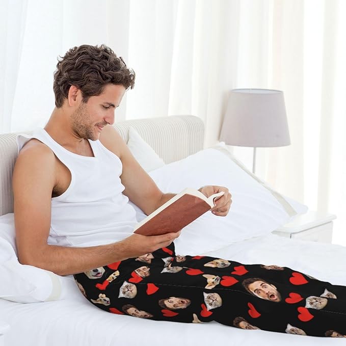 Custom Pajamas Pants Plaid Personalized Funny PJ Pant Design with Face Pajama for Men Women Dog Pet