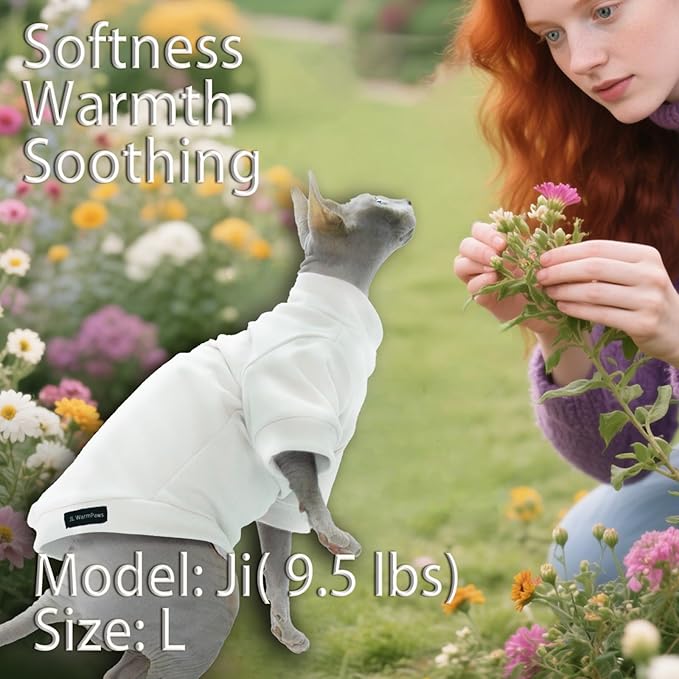 Fleece Sphynx Cat Clothes Soft Hairless Cat Clothes Pullover Cat Sweater for Chihuahua All Season Light and Warm Kitten Cloth for Cats Only Puppy Clothes Small Dog Sweater (White, XX-Large)