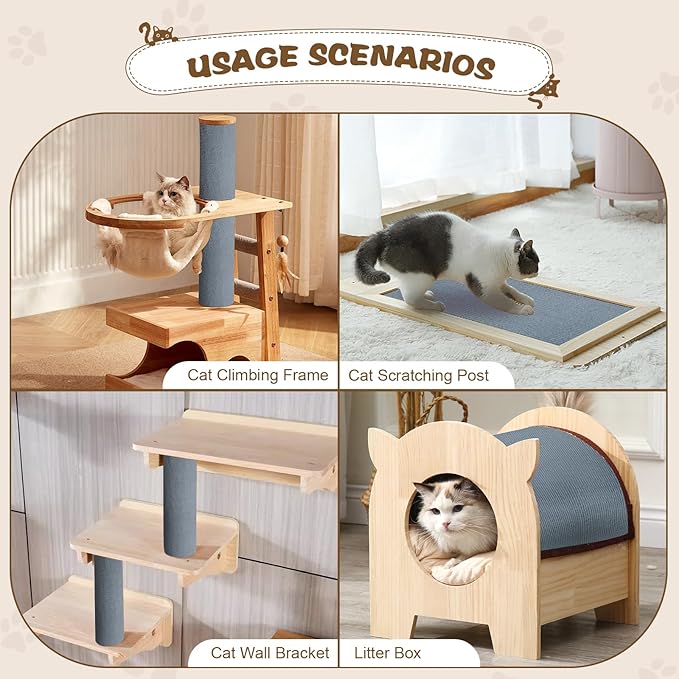 Eunice Cat Scratching Mat, Self-Adhesive Cat Scratch Carpet, Trimmable Replacement Carpet Pad for Tree Wall Cat Scratching Post DIY Couch Protector (Light Gray, 47.2"x15.8")