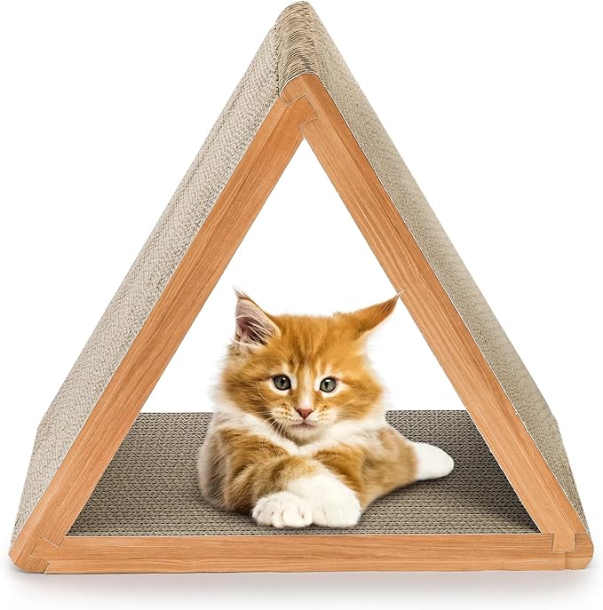 Nicunom 3-Sided Vertical Cat Scratching Post, Cat Scratcher Foldable, Triangle Cat Scratching Board, Multiple Angle Scratch Pad, 6 Usable Sides Recyclable Cat Scratcher Cardboard for Indoor Cats