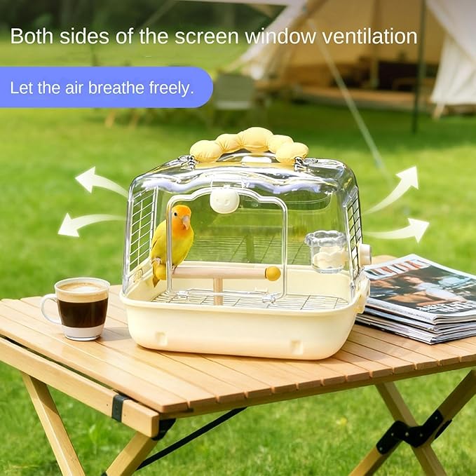 Bird Travel Cage – 12.32x9.06x9.17 inch Transparent Parrot Carry Bag | Bird Travel Carrier – Portable Pet Transport for Outdoor Walk Adventure Cockatiels Budgies Parakeets