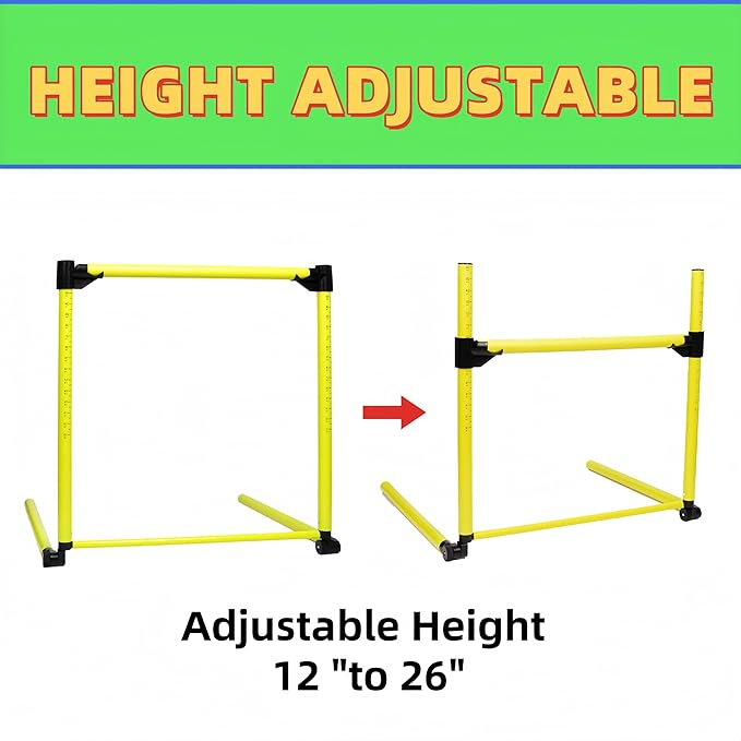 Adjustable Height Hurdles Training Equipment, 3Pcs Practice Hurdles Track and Field for Agility Training, Indoor & Outdoor Detachable Jumping Speed Hurdles for Football, Soccer, Basketball, Dogs