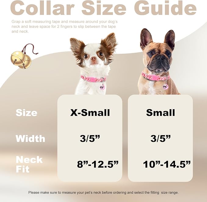 Small Dog Collar with Bell - Durable Nylon Collar for Small Breeds,Adjustable Cute Fruit Pattern Collar for Chihuahua Pomeranian Yorkie, Heavy-Duty for Active Puppies（Pink Strawberry S）