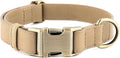 Plutus Pet Genuine Leather Dog Collar – Adjustable Pet Collar with Quick Release Metal Buckle, Soft Real Leather for Small Medium Large Dogs, Heavy Duty & Skin-Friendly (Beige, M)
