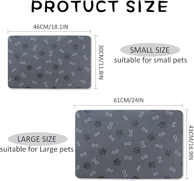 Pet Cat Dog Food Mat Non Slip Mat for Dog Water Bowl Mat Quick Dry Absorbent Cat Feeding Mat, 24 * 16.9 in, Blue