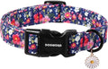 DOGWONG Blue Flower Dog Collar, Cute Adjustable Floral Collar, Girl Female Dog Collar with Strong Plastic Buckle for Small Medium Large Dogs,XS